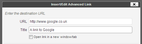 Screenshot showing URL and Title tag boxes